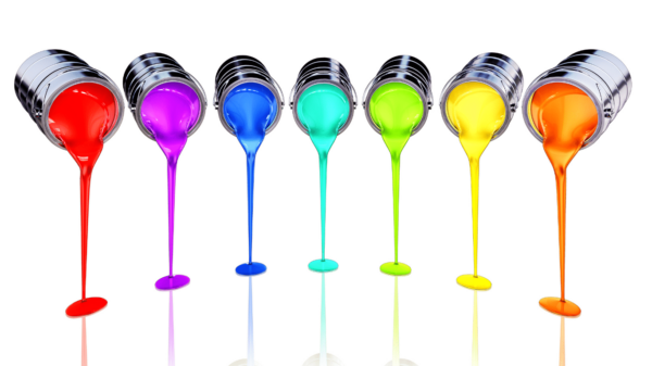 zdjęcie przedstawia puszki z wylewającymi się z nich farbami